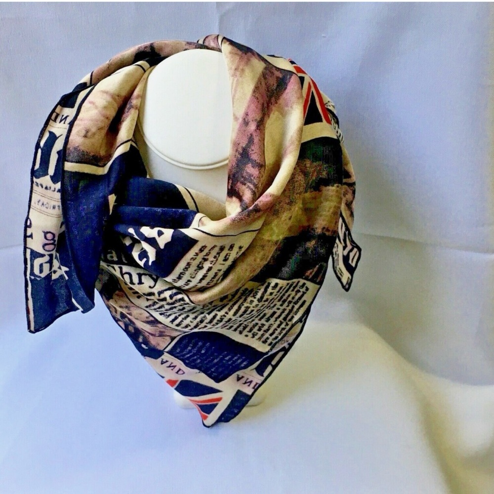 Newspaper Print Scarf 
US Flag Union Jack Flag 
Herald Press , Herald Tribune
